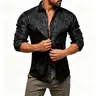 AILISUS Black Men's Paisley Shirt Business Sunscreen Anti-wrinkle Formal Shirt Button Shirt  Summer Tops Casual Longsleeves Tops