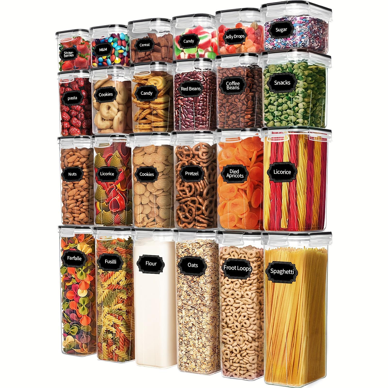 24Piece Airtight Food Storage Containers Set BPA-Free Plastic Canisters for Cereal Flour Sugar Pantry Organization with 40Labels