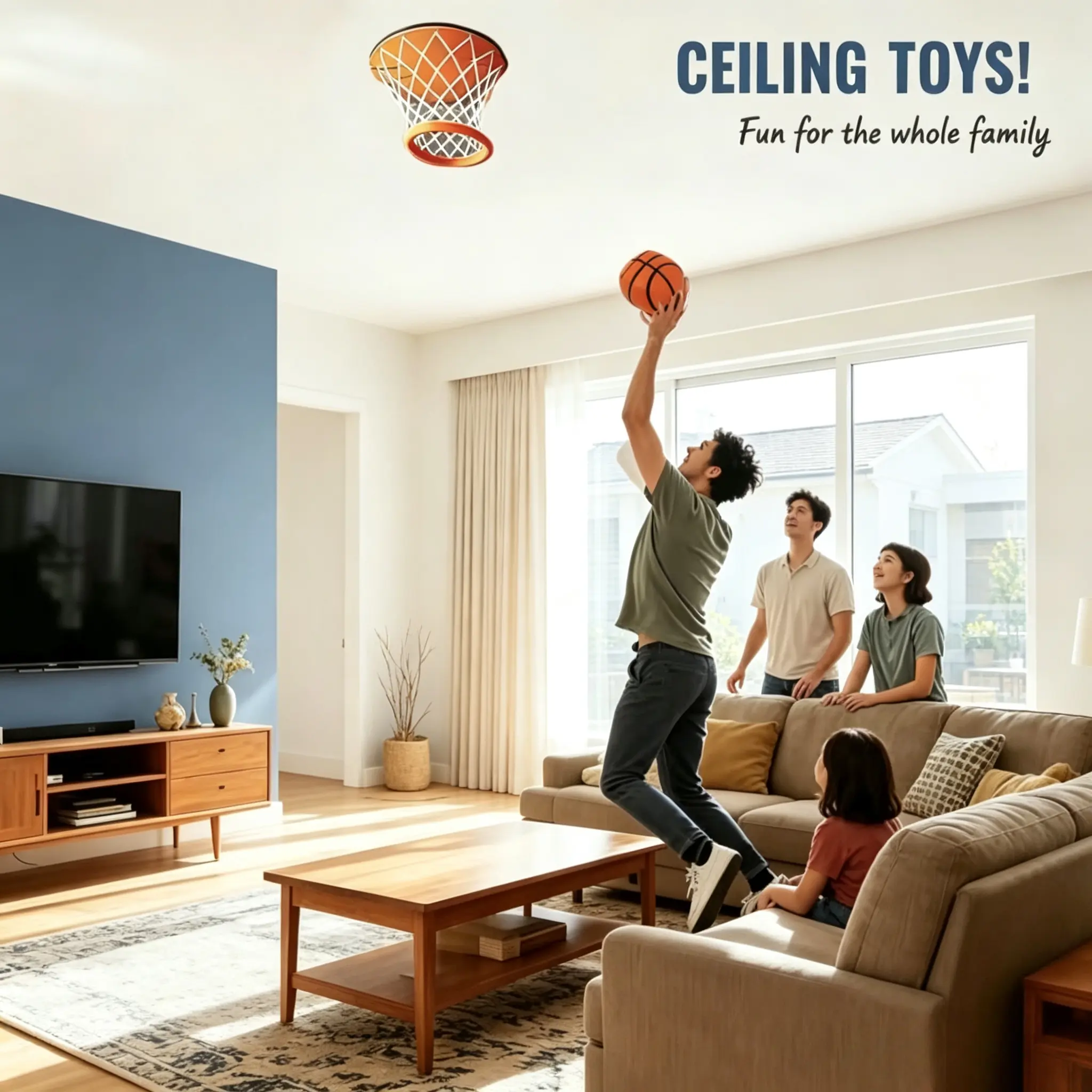 Indoor Mini Hanging Basketball Hoop Sports Hobby Toy, Ceiling Mount Small Basketball Game Kit, Portable Lightweight Play Set for Children, Stress Relief Active Play Toy for Bedroom Daily Casual Sports Fun