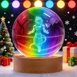 DBZ 7-Color Crystal Ball LED Night Light 3.15 Inch 3D Glowing Lamp Perfect Christmas Gift for Room Decor Dragon Z