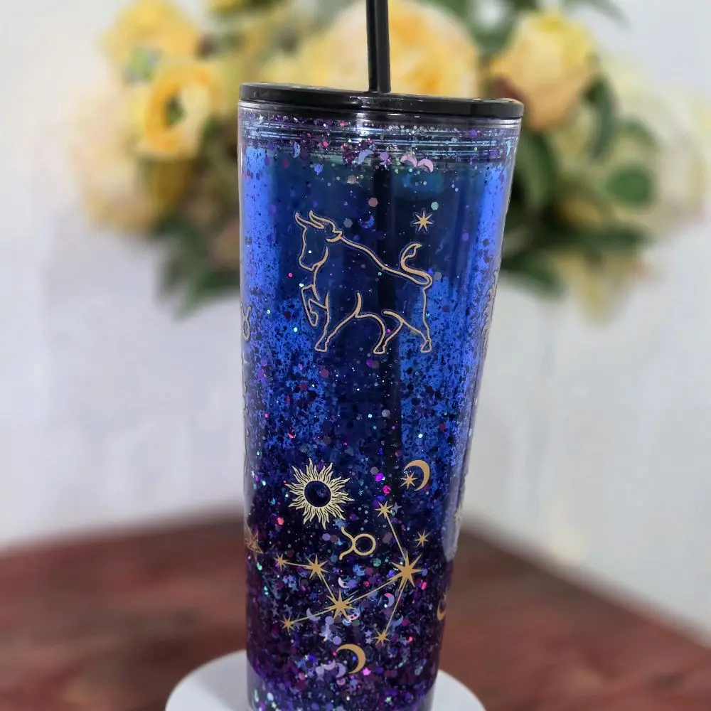Glitter Lava Effect Snow Glove Tumbler, Double-Walled Drinkware with Floating Liquid Glitter (Snow Globe-Style Cup)