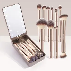 Professional Soft Makeup Brush Set with Storage Box, 10pcs/set Makeup Brush with LED Light, Multifunctional Makeup Accessories for Women & Girls, Gift for Women, Cosmetic Brush Set, Makeup Brush Kit, Makeup Brushes Set