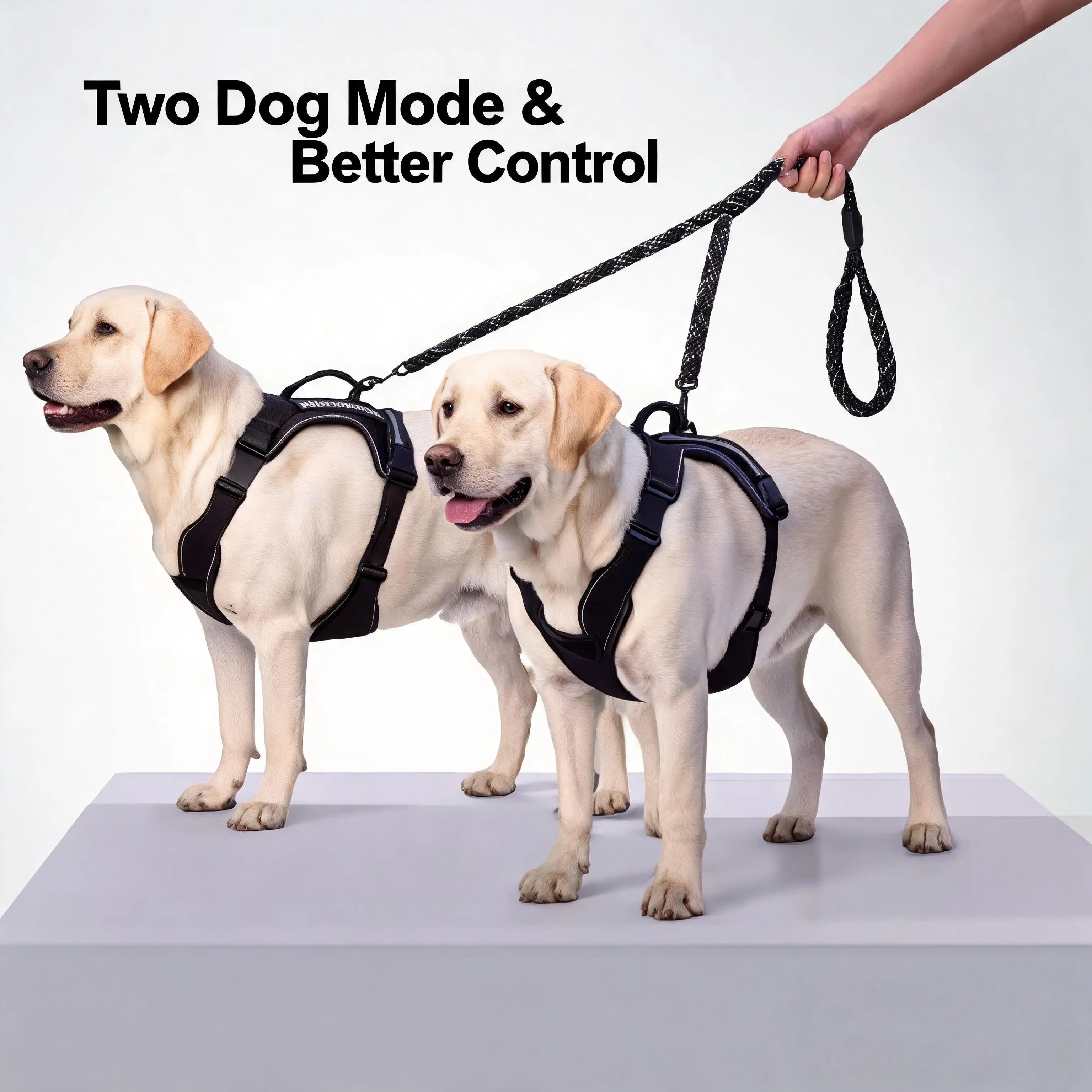 Double Leash for Dogs, Nylon Braid Detachable Splitter Lead with Shock Absorption & Tangle-Free Design, Pet Accessory for Collar or Harness Attachment (Includes Quick-Clip Detachable Single Leash), Collars & Harnesses