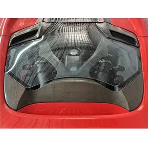 Carbon Fiber Rear Engine Bonnet Cover w/ Transparent Window for Ferrari 488 Spyder