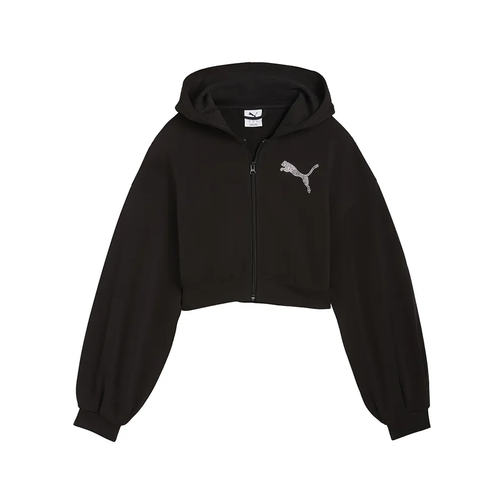 PUMA Womens Essentials Graphic Bedazzled Hoodie Casual Outerwear Casual - Black