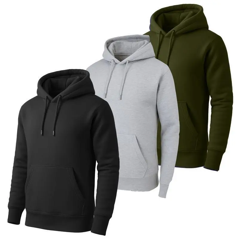Men's 3 Pack Heavyweight Fleece Lined Zip & Pullover Hoodies Menswear Plain Men's 3 Pack Heavyweight Fleece Lined Zip & Pullover Hoodies Menswear Plain