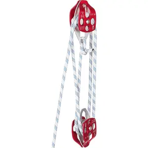 VEVOR Double Pulley Block Rope Kit, 1/2 inchx 98 ft Braided Line, Dual Pulley Rigging System, 35 kN Breaking Strength for Tower Work, Hoisting, Training Outdoor Applications