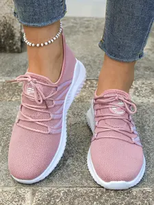 Spring Summer Knitted Breathable Mesh Women's Shoes, Lightweight Soft Sole Casual Sports Shoes, Comfortable Trendy Walking Shoes, Lightweight Comfy Shoes