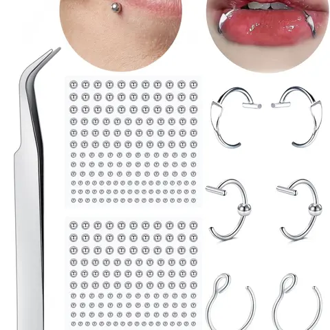 Fake Lip Ring Fake Lip Piercing Fake Piercings Fake Nose Ring Hoop Fake Face Piercing Fake Lip Stud Fake Nose Stud Stick on Fake Eyebrow Piercing Fake Eyebrow Ring Fake Piercing Balls Nose Jewelry Nose Rings Hoops Body Jewellery Mouth Rings