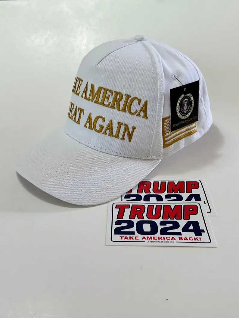 President Trump 45 - 47 Hat...2024...Make America Great Again.. MAGA ..White + 2 - 2024 Decals...HOT New 47 Design !!