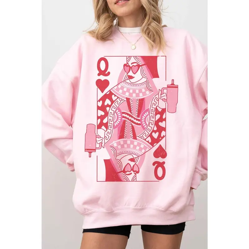Queen of Hearts Sweatshirt Valentines Sweatshirt Tumbler Valentine Sweatshirt Valentines Day sweatshirt Valentines Sweater Trendy Girl Era