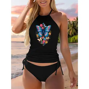 Butterfly With Flowers I Aesthetic Butterfly Two Piece Swimsuit
