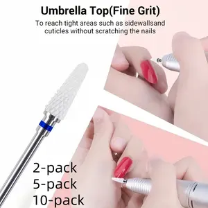 Nail ceramic grinding head, corn-shaped electric grinder specialized tool for removing gel polish, multi-functional nail grinding head, available in sets of 2/5/10 pieces.