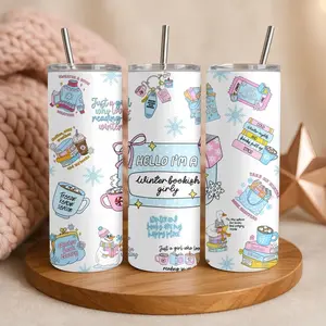 Winter Themed Book Lover Travel Mug, Bookish Gift, 20oz tumbler