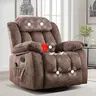 Ebello Massage Rocker Recliner with Heat and Vibration, 360 Degree Swivel Manual Antiskid Fabric Single Sofa Heavy Duty Reclining Chair for Living Room