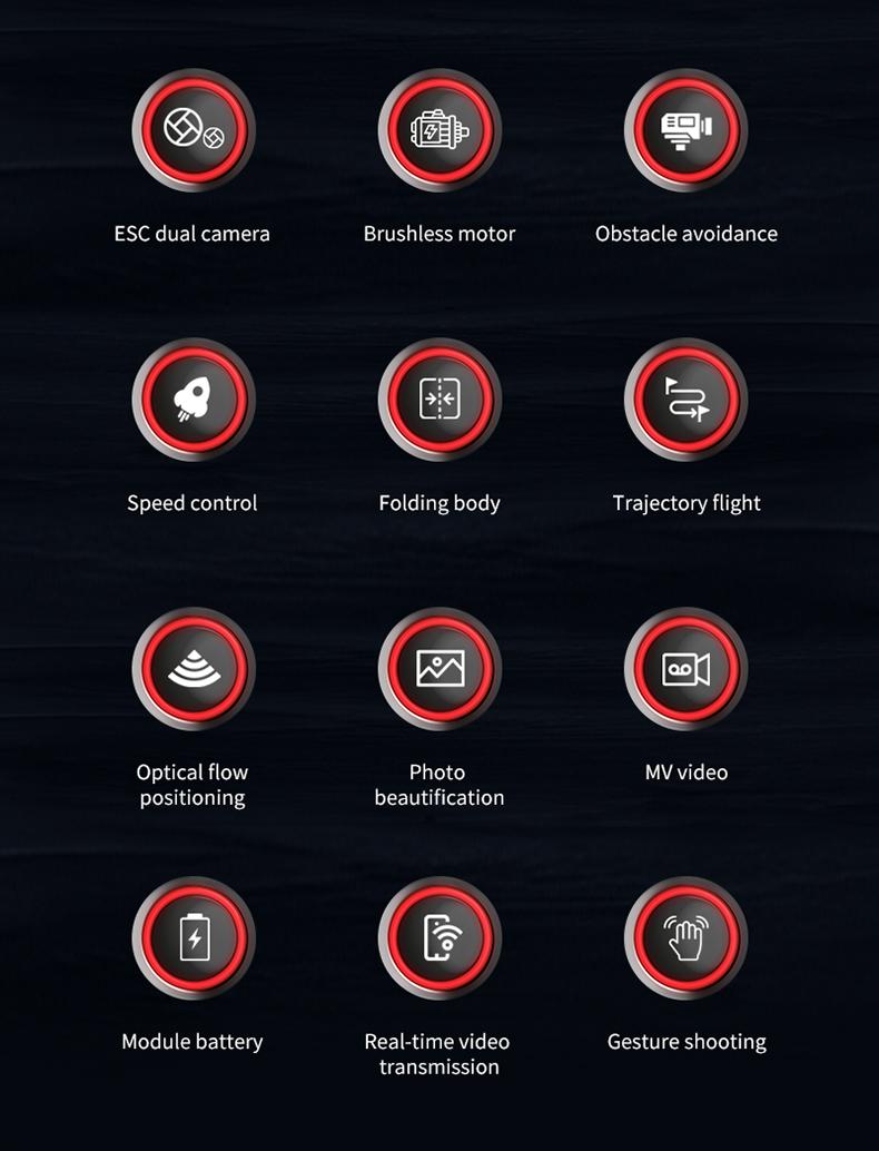 CS16 4K Camera Drone with 4K Camera Intelligent Obstacle Avoidance Powerful Motor Quadcopter for Aerial Photography Brushless Flight Power