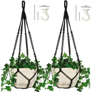 2 Pack 43 Inches Macrame Planter Hanger Large for 12 inch Pot (Extra Long & Big) + Swag Hook | Large  Planter for Indoor  | No Pot/ Included (XL)