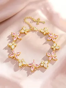Elegant Butterfly Flower Zircon Bracelet, Adjustable Non-Fading Party Accessory, Perfect Gift for Girls, Cute Fashion Jewelry, Adjustable Bracelets