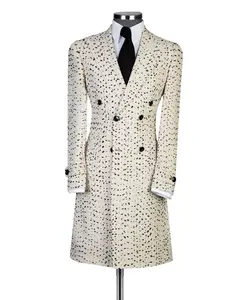 Ivory Flecked Double-Breasted Overcoat