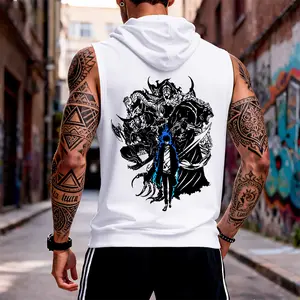 Men's Classic Cotton Sleeveless Hooded Vest, Casual Breathable 90s-Inspired Streetwear, Perfect for Vacation Outfits