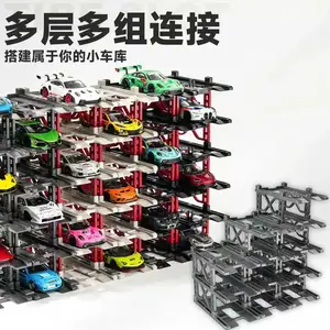 HJMX 1/64 Glue-free Modular Miniature Models Parking 3D Parking Building  12-seat Assembled Multi-storey Car Park Structure