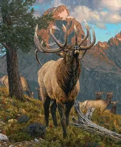 Majestic in Nature Grand Elk Cotton Panel Fabric