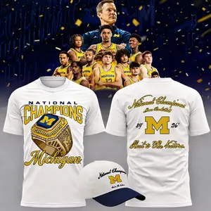 Michigan Basketball 2026 National Champions White Tee