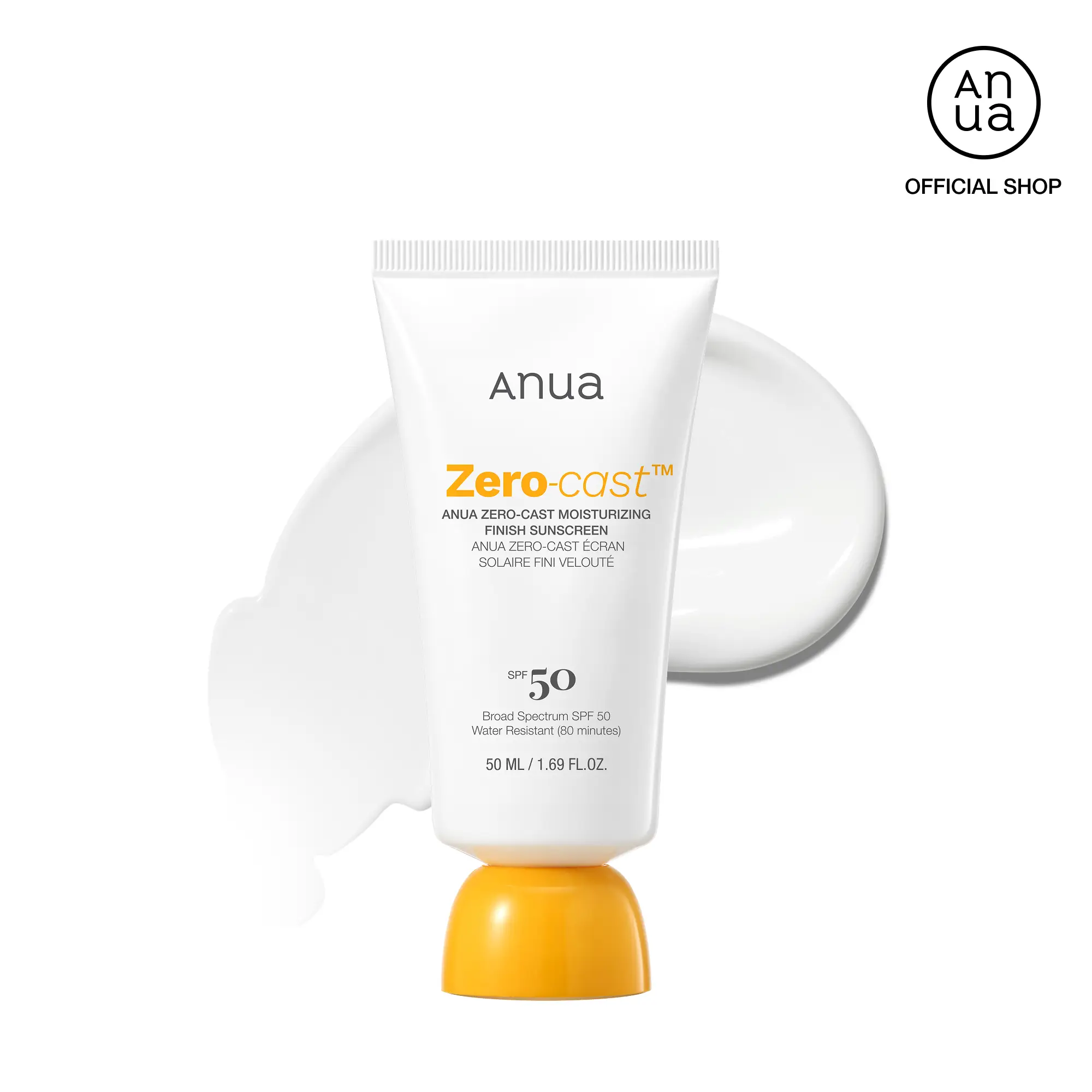 [Anua Official Shop] Zero-cast Moisturizing Finish Sunscreen (50ml) ｜SPF 50, korean sunscreen, sun protection, waterproof, no white cast, lightweight,