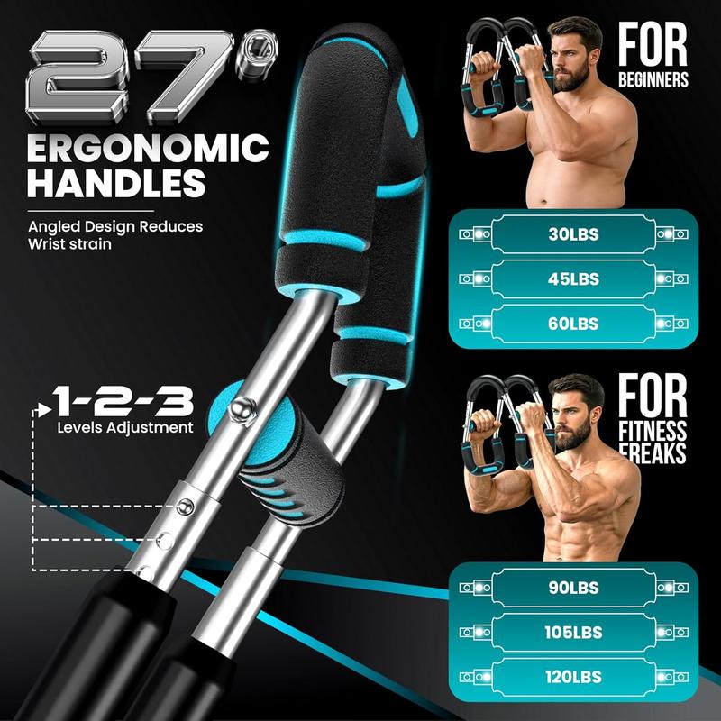 Adjustable Arm Twister Strength Trainer 30-120 lbs Dual Function for Chest Arms Shoulders Grip Workout Tool Home Fitness Portable Compact