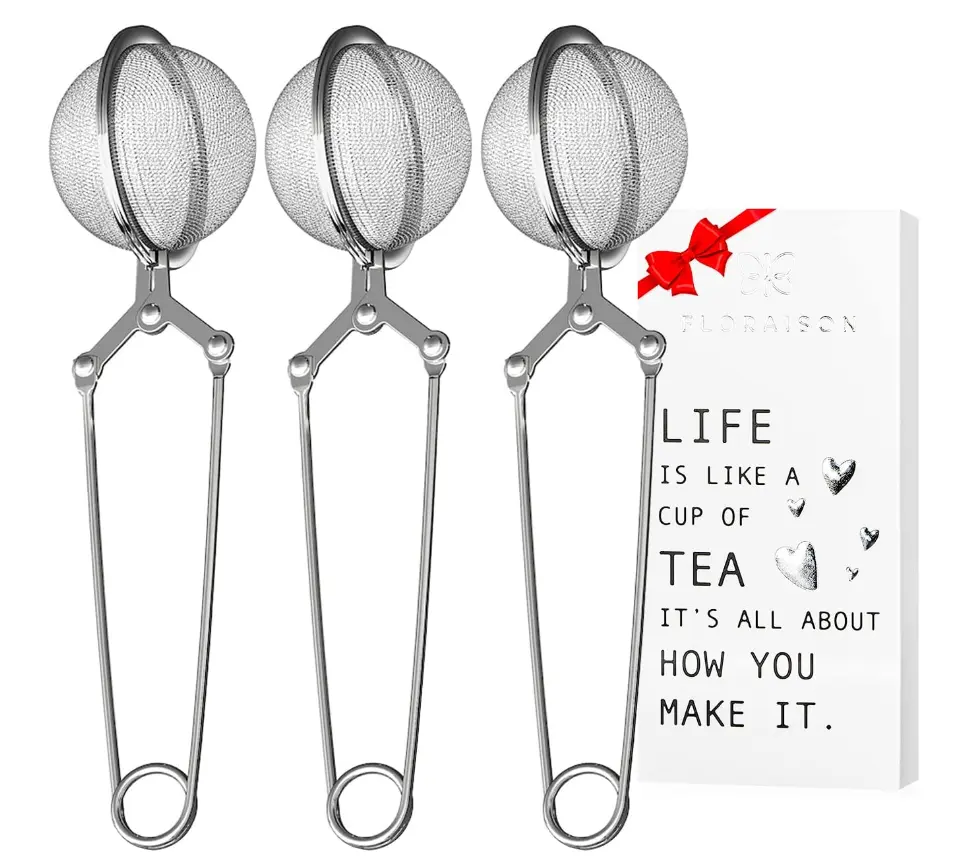 Snap Ball Tea Strainer 3 Pack Tea Infuser with Handle Tea Mesh Infuser Snap Ball Strainer Steep Loose Leaf Tea Infuser Fine Mesh Ball Tea Filter Strainer for Spices and Seasonings
