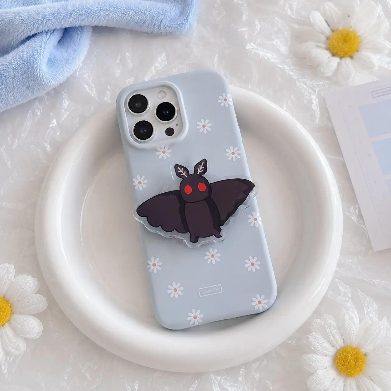 Mothman Phone Grip, Hand Drawn Acrylic Epoxy Phone Stand (MagSafe Base Compatible Option)