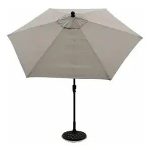Four Seasons Courtyard 9' Round Sling Fabric Highland Market Umbrella, Gray