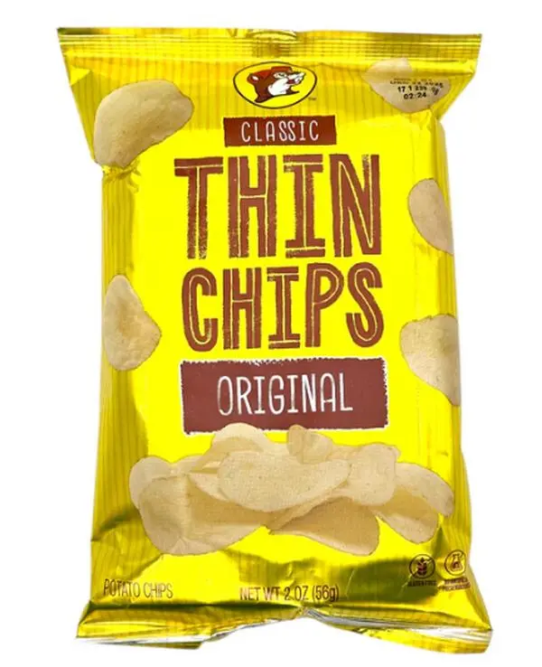 Buc-ee's Classic Thin Crisps - Original Flavor, Lightly Salted, Bright Yellow Iconic Packaging
