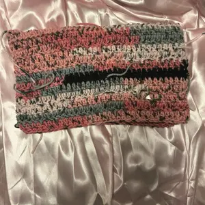 Crochet Cat beanie- pink gray & black