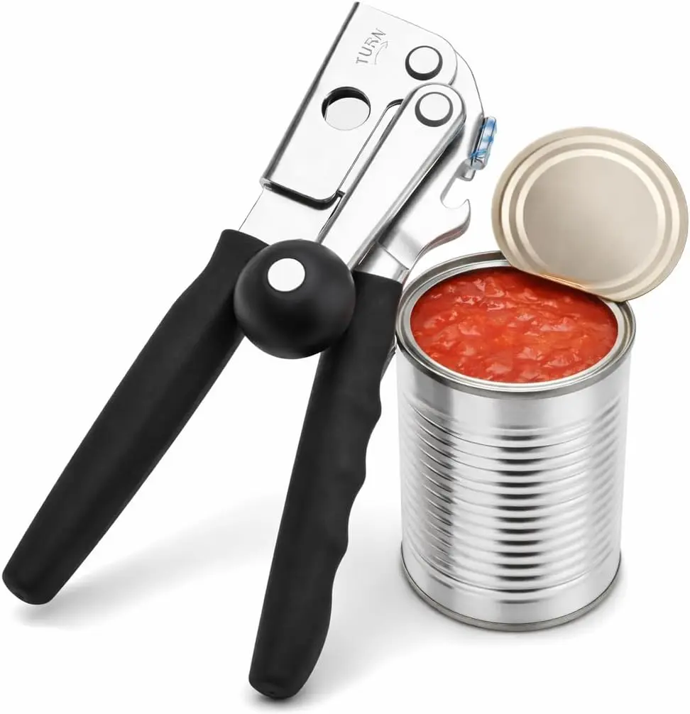 Manual Can Opener with Soft Handles,Commercial Can Openers Heavy Duty, Ergonomic Easy-Turn Crank for Seniors，Restaurant, Home Kitchen, BBQs & OutdoorEvents,Industrial Can Opener for Restaurant,home essentials