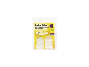 Avery 16221 Self-Adhesive Tabs with White Printable Inserts, One Inch, Clear Tab, 25/Pack