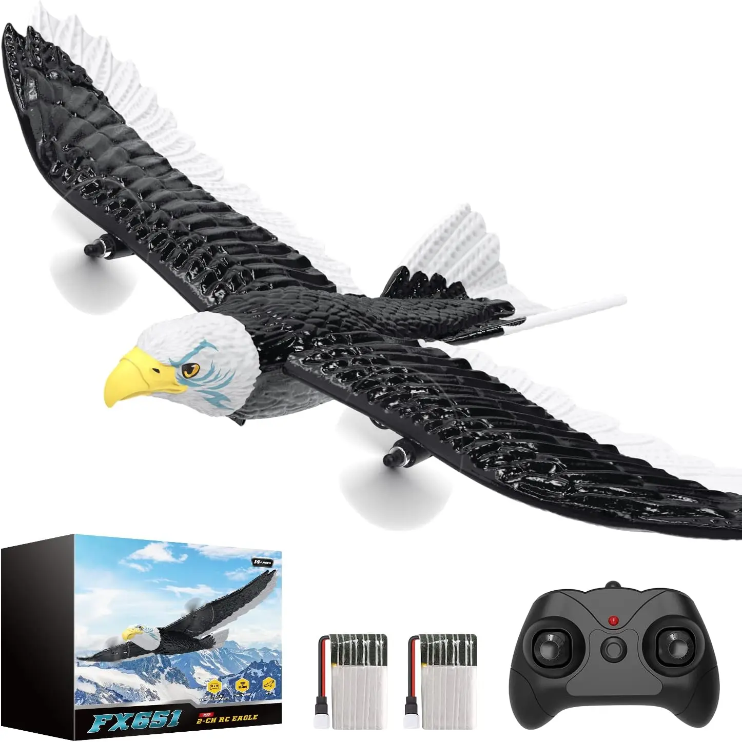 DEERC RC Eagle Plane 2CH Remote Control RTF W/ 2 Batteries, 6-Axis Gyro Stabilizer, Easy to Fly for Beginners Adults Kids Flight Time Epp Material
