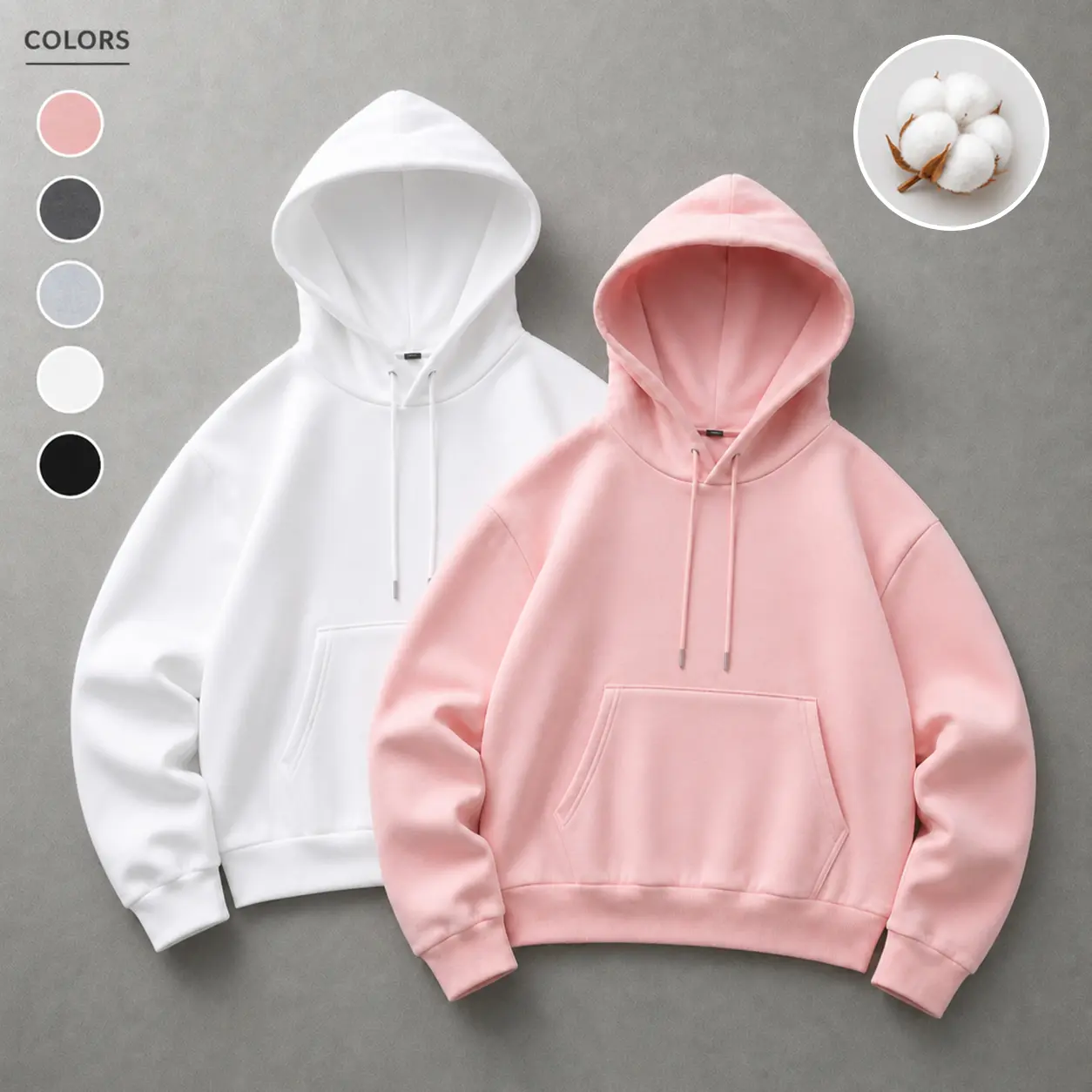1- or 2-pack cropped drawstring hoodie sweatshirt with kangaroo pocket and drop-shoulder design, loose fit, available in multiple colors, basic unisex casual pullover