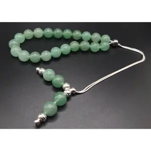 Aventurine on Sterling Silver Komboloi - Greek Worry Beads