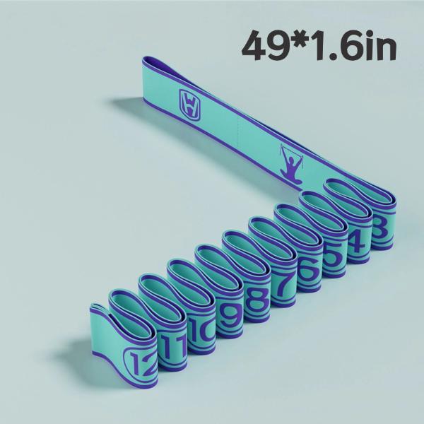 Adjustable Fabric Resistance Band, Multi-functional Bands for Exercise, Pilates and Gymnastics, Stretching Strap for Physical Therapy, Full Body Workout, Soft& Comfortable, with 12 Loops, Homegym Gear for Women Men