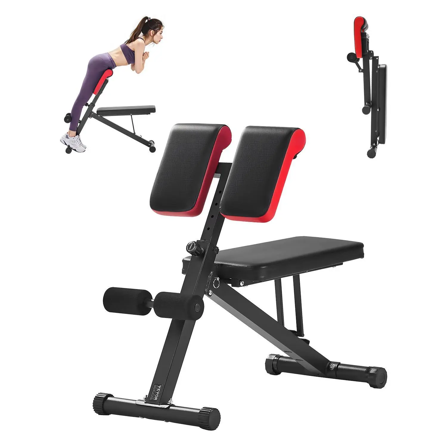 VEVOR Multi-Functional Weight Bench for Full Body Workout,  Roman Chair Hyperextension Bench, 330 lbs Adjustable & Foldable Equipment for Back Arm Core Ab Workout, Sit Up Exercise Machine for Home Gym#BackToSchool