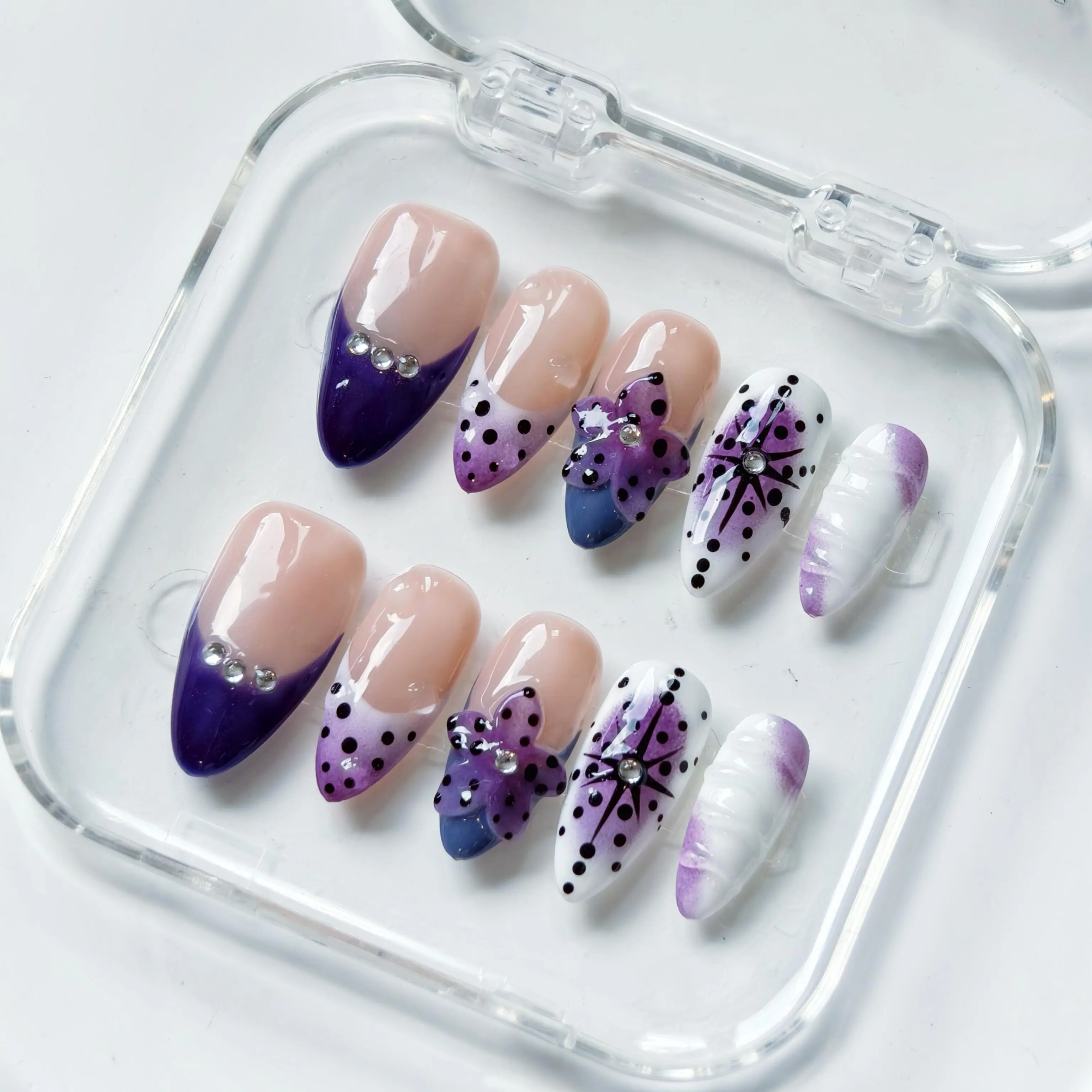 Must-Have 2026!Y2K Handmade Acrylic Almond Press-On Nails 10pcs from Vosplends#PressOnNails#AcrylicNails#HandmadeNails#Y2KNails#10pcsNails Girls' Cute Kitpress on. nail