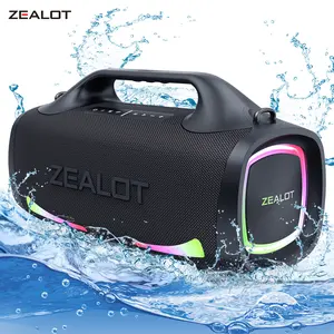 【 ZEALOT 】 Portable wireless speaker 100W, large and powerful bass, DSP, RGB ambient light, IP67 waterproof, TWS pairing, 24000mAh, portable power bank, supports 15 hours of continuous playback. Ideal choice for family, outdoor camping, and beach parties