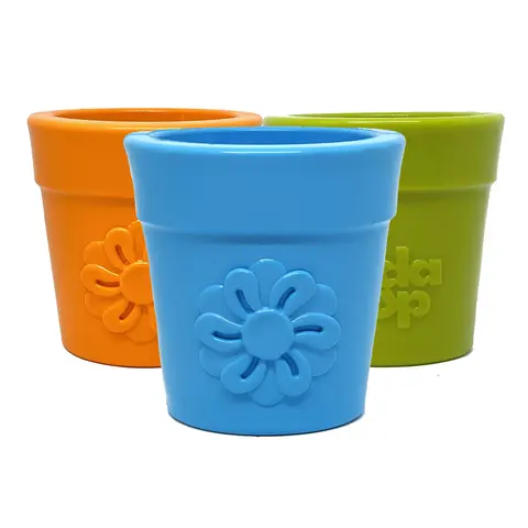Sodapup Flower Pot Treat Dispenser 3-Pack Bundle, Unpackaged, Not For Resale - For Dog Crate Training, Heavy Chewers, Mental Engagement, Dishwasher Safe