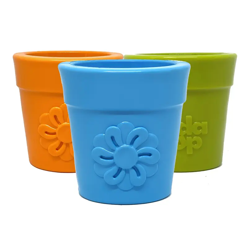 Sodapup Flower Pot Treat Dispenser 3-Pack Bundle, Unpackaged, Not For Resale - For Dog Crate Training, Heavy Chewers, Mental Engagement, Dishwasher Safe
