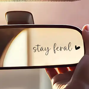 2PCS/SET Feral-Style “stay feral” Car Sticker | For Car Rearview Mirrors, Windows, Handwritten Wild Slogan + Heart Decor, Turn Your Ride into Casual Cool Vibe, Bring Uninhibited Presence to Trips