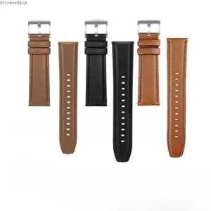 Genuine Leather Watch Band for Men's Accessories - 2026 Classic, 2-Color Strap with Silver Buckle, Fits 18/20/22mm Lug Width, Durable for Business & Daily Wear