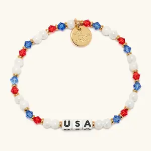 Little Words Project - Fill Your Cup - USA & Vamos Beaded Bracelets, Trackable Kindness Bracelets - Game Day Fan Drop
