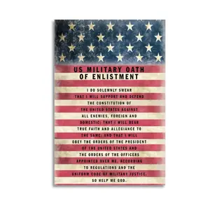 Military Oath of Enlistment - Patriotic American Flag Wall ArtDecor, Decoration - Gift for Soldiers, Army, Navy, Air Force,Marines, Coast Guard, Veterans, (New Product Launch)