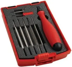 Shaviv 8-Piece High Speed Steel & Diamond Coated Hand Deburring Tool Set with Precision Blades E100S/E400, for Flat/Hole Edges, Flat Surfaces, Model 154-00030